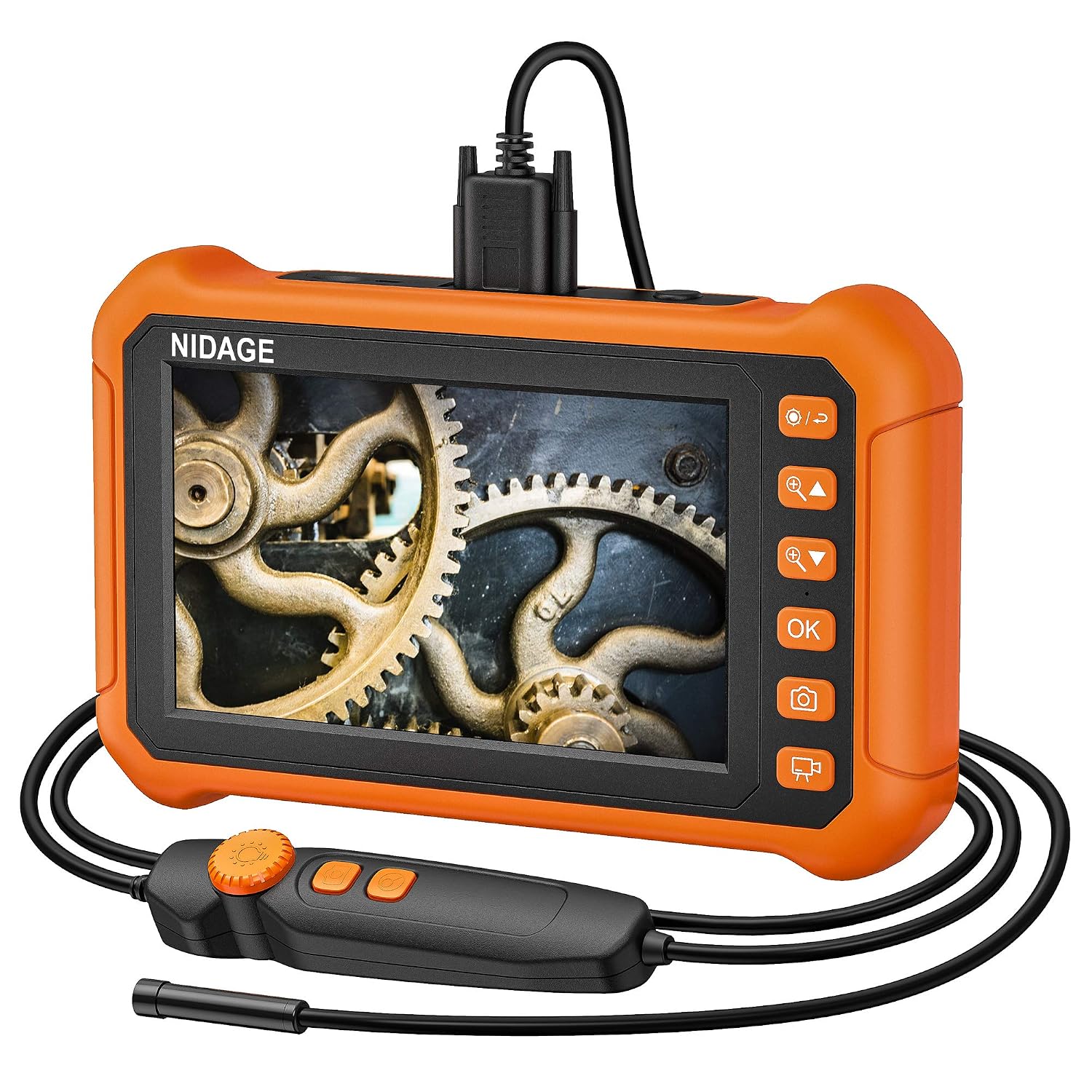 7inch IPS Screen Inspection Camera, 5.0MP Industrial Endoscope NIDAGE Borescope Camera with Pipe Sewer Drain Camera, 32GB TF Card, Card Reader(16.5FT)