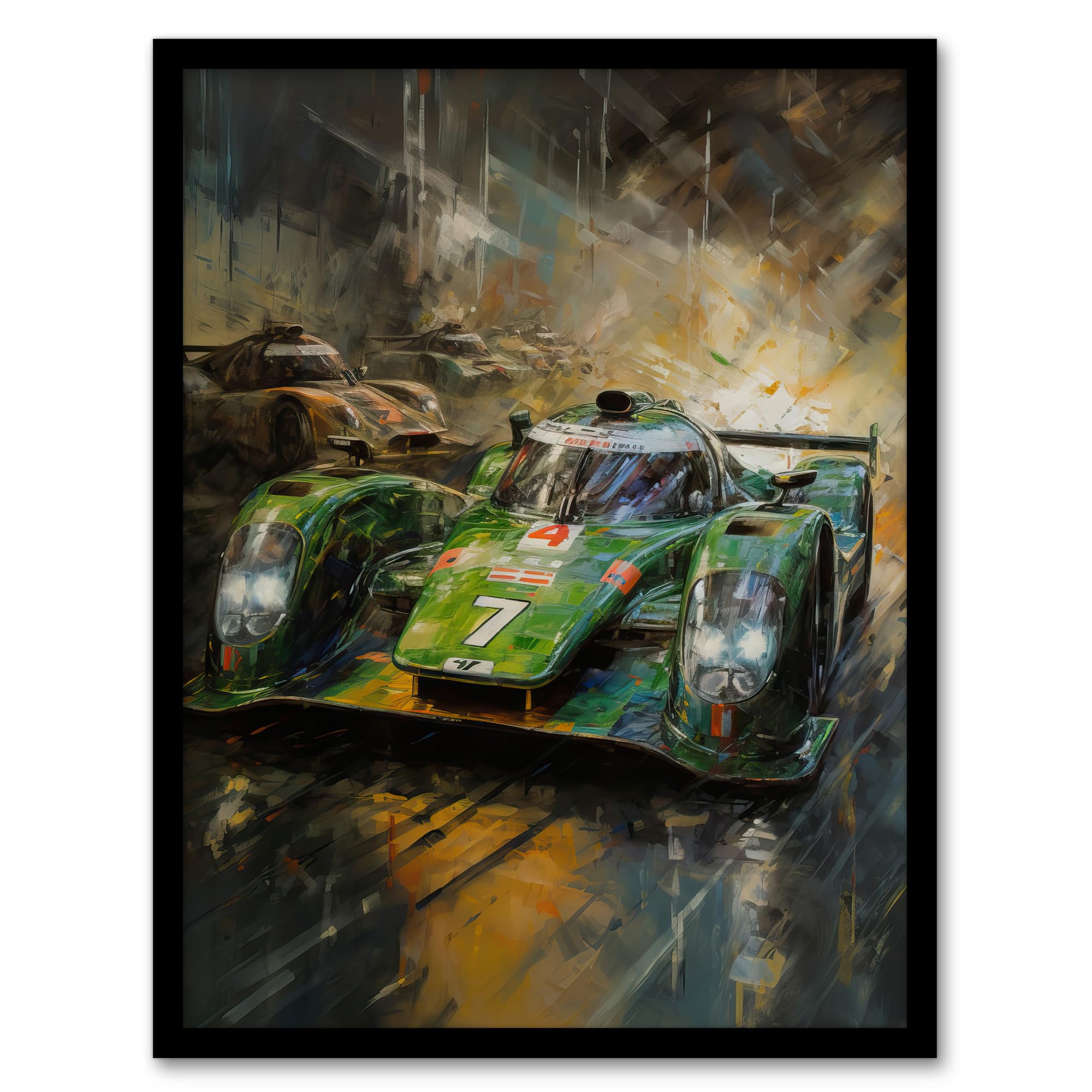 Artery8 Futuristic Motorsport F1 Car British Racing Green Concept Sports Car Artwork Man Cave Artwork Framed Wall Art Print A4