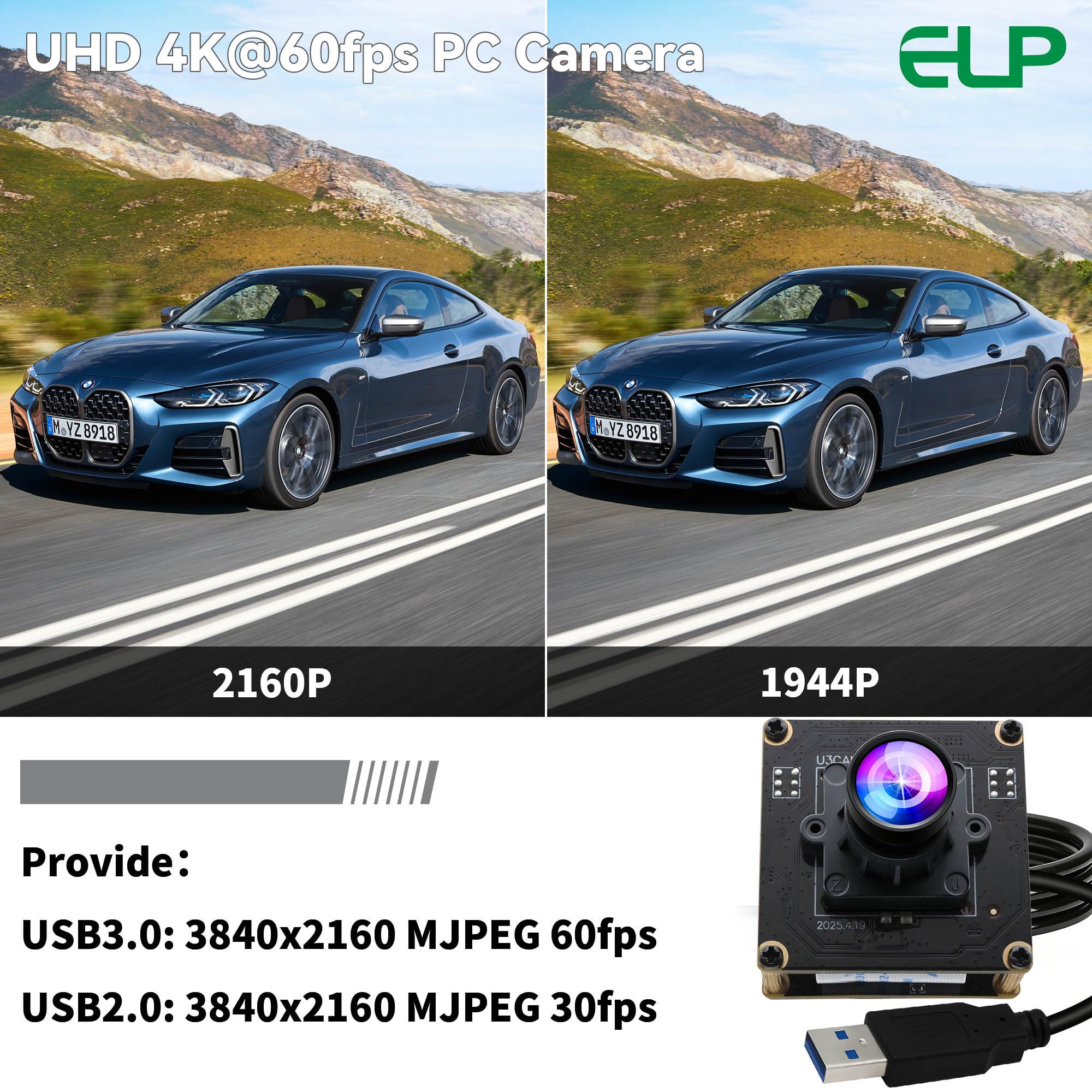 Amazon.co.jp: ELP 高速 4K 60FPS USBカメラモジュール コンピューター