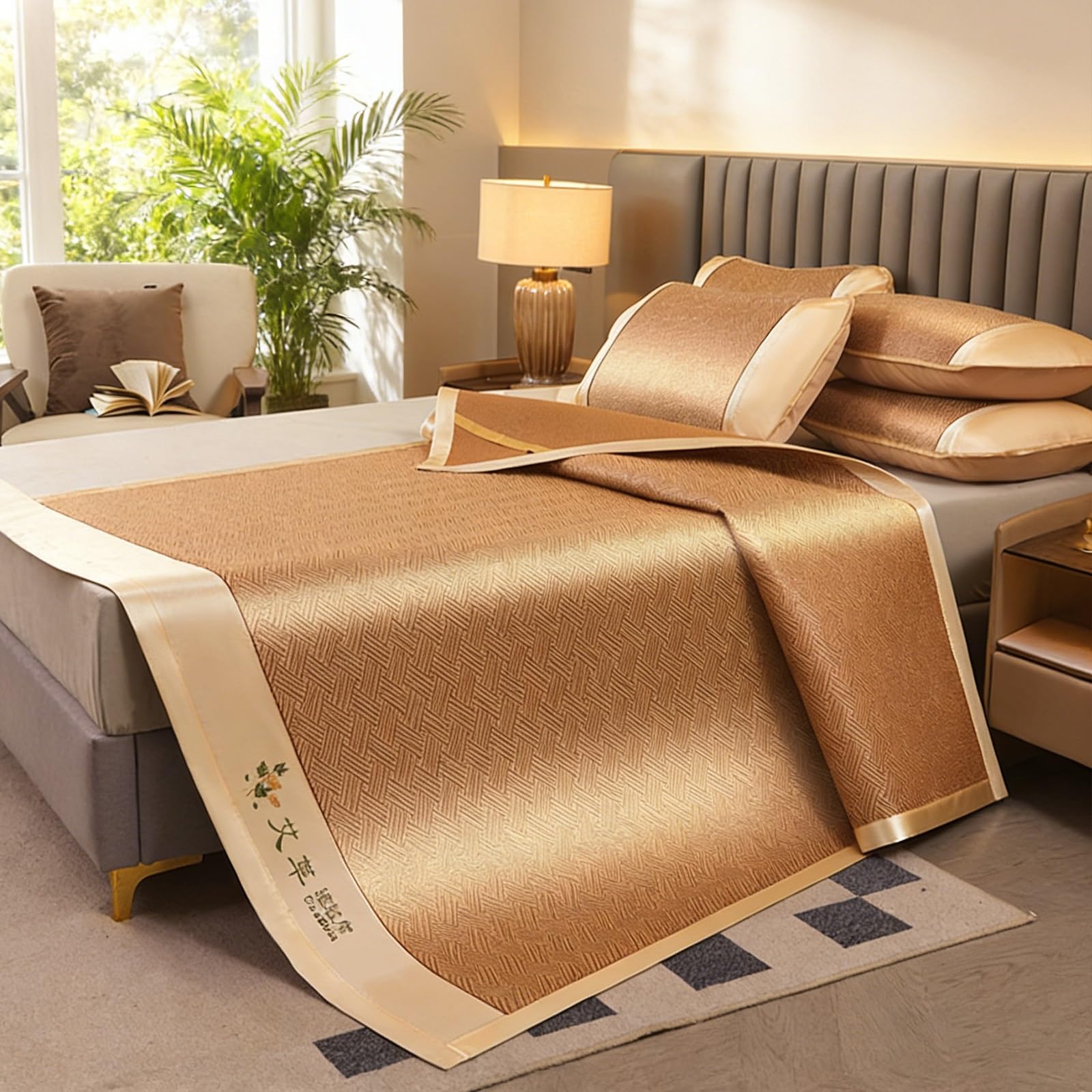 Summer Bamboo Bed Mat, Breathable Summer Air Conditioning Mattress Pad, Foldable, Multiple Sizes(C,180 * 200m/70.8 * 78.7in)