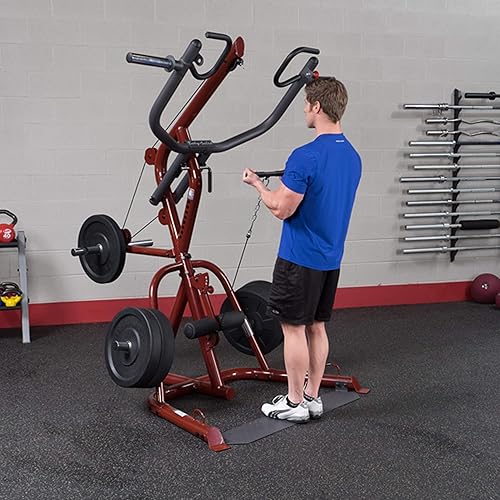 Miniatura 2 de Body-Solid Corner Leverage Gym for Strength Training, 3 Station Exercise Equipment, Red