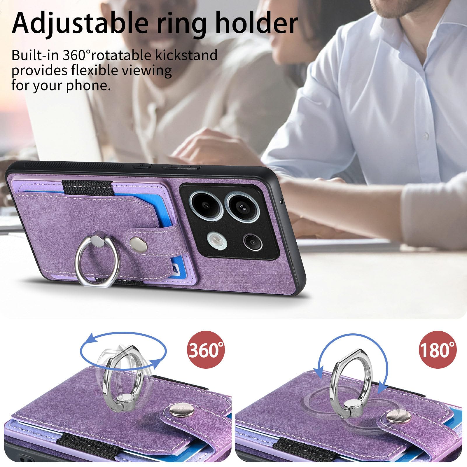 Custodia in pelle per Xiaomi Redmi Note 13 Pro 5G/Poco X6 5G, flip case con slot per carte, portafoglio e supporto Turchese