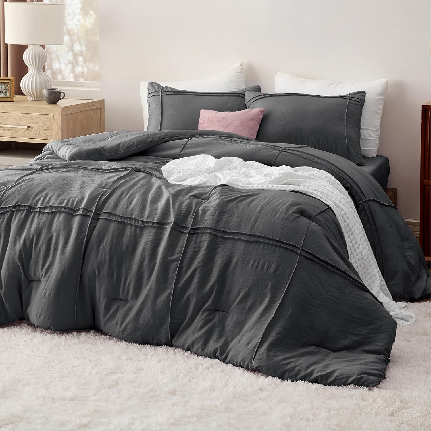 Bedsure Twin Comforter Set with Sheet 3 Pieces Soft Dark