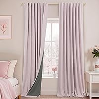 Vista 77 de KOUFALL Cortinas para Ventanas de Cuarto Opacas, Lino Blancas Bloqueador de Luz 84 Largas para Sala Elegantes Oscuras Cortina Sala de Estar Marfil