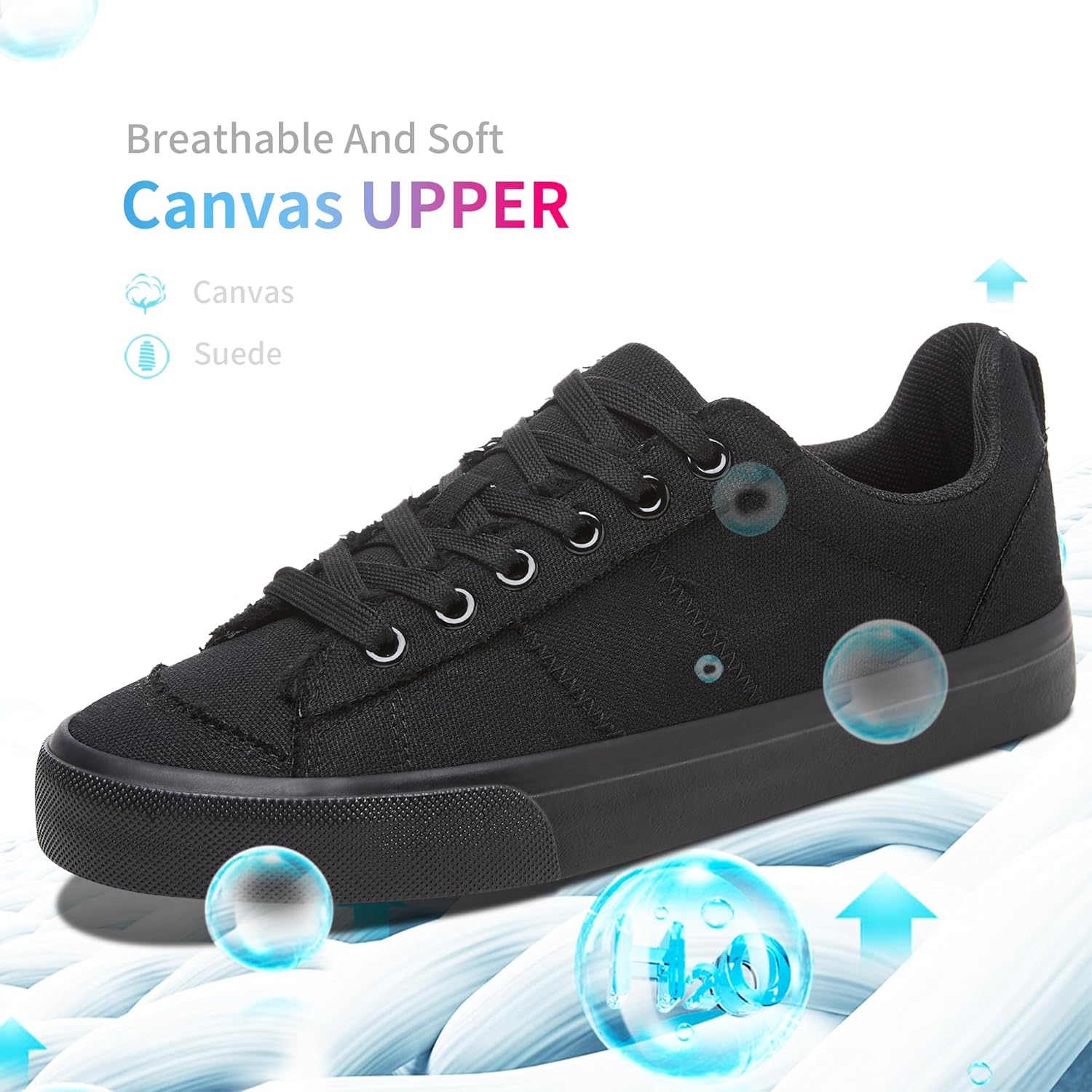 Obtaom Women's Canvas Sneakers Cute Lace up Fashion Sneaker Comfortable Skate Shoe for Lady Casual Tennis Flats - Image 3