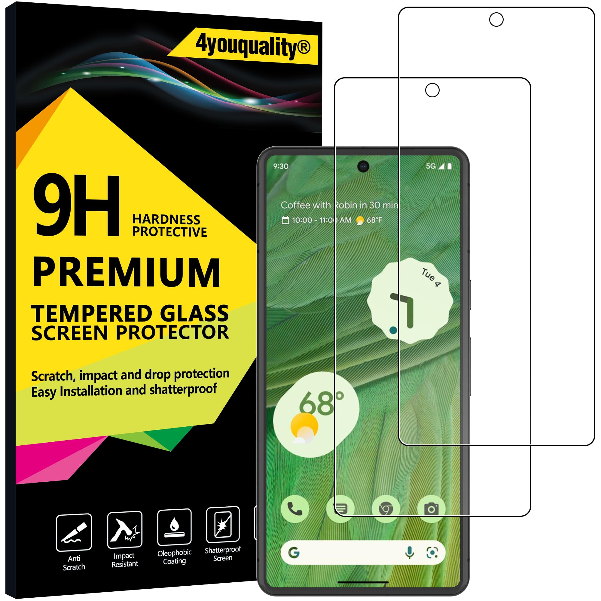 Screen Protector for Google Pixel 7 (6.3-Inch), Tempered Glass Film, 2-Pack, [LifetimeSupport][Impact-Resistant][Anti-Scratch]