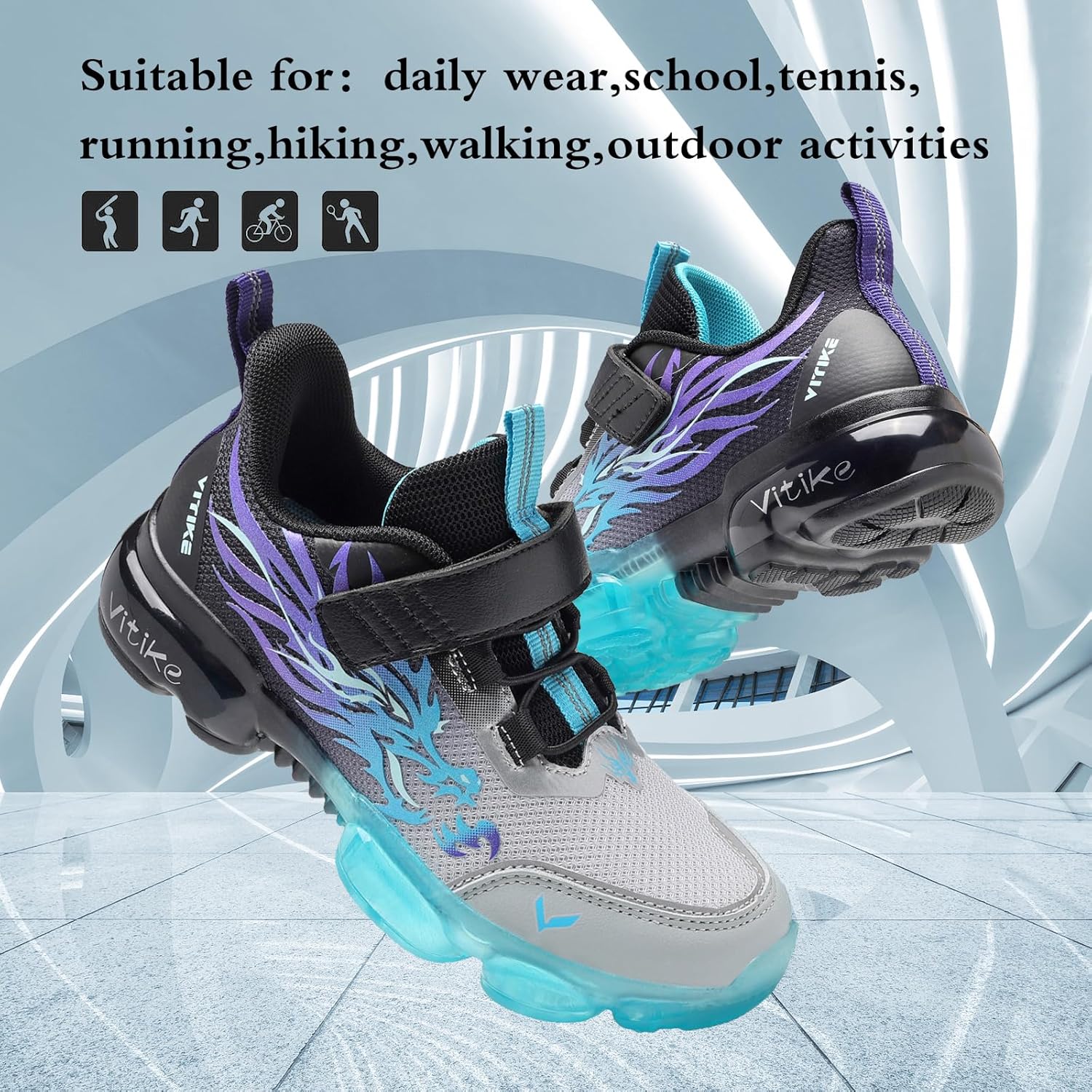 JMFCHI Kids Sneakers Boys Girls Tennis Running Shoes Outdoor Hiking Sneaker for Boys Athletic Breathable - Image 5