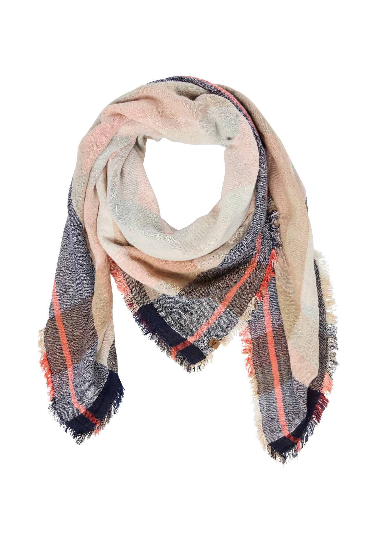 camel active Damen Schal – aus Baumwollmix, Flammenrot, mit Fransen, One Size