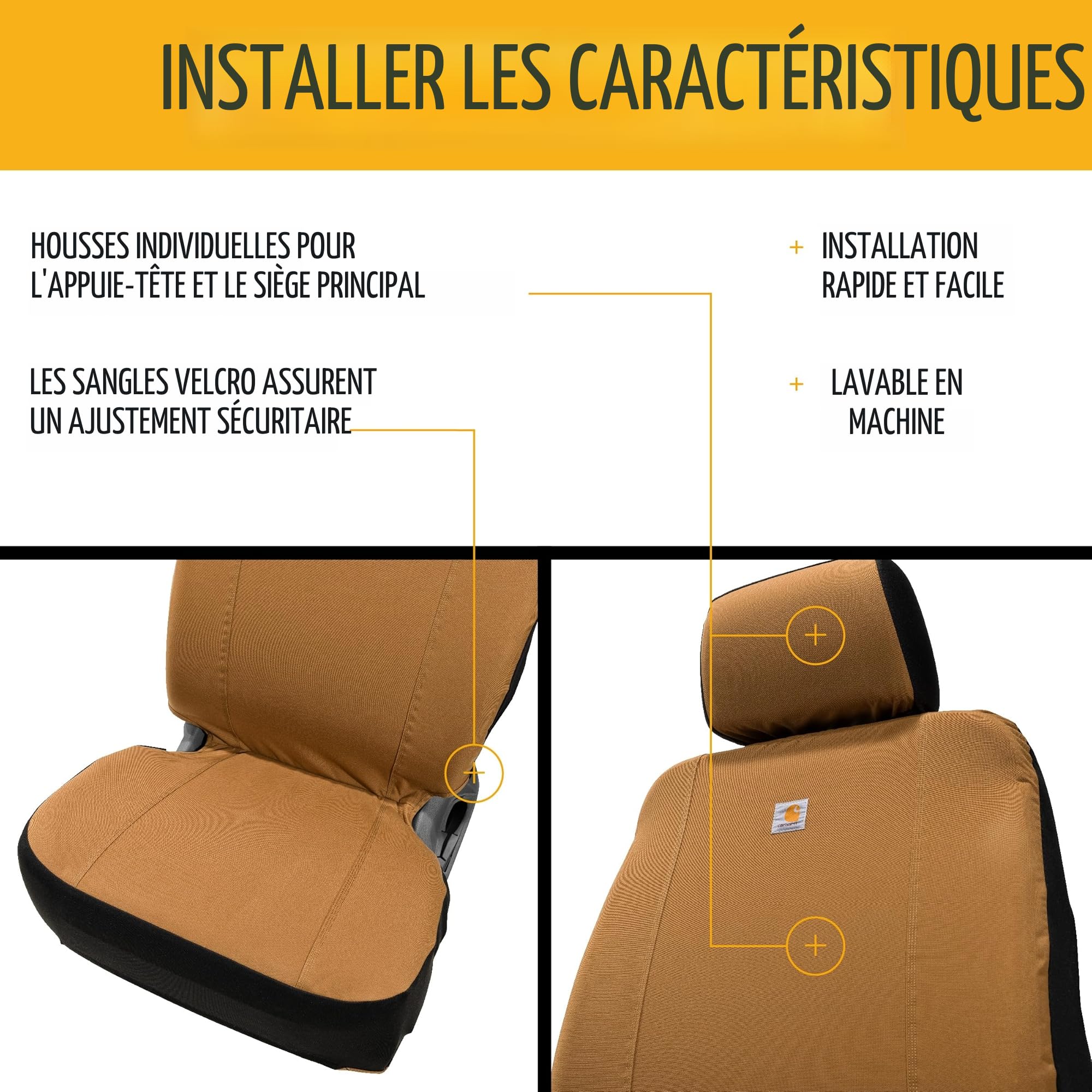 Carhartt Housses de siège universelles en Toile de Nylon, Protection Durable avec Protection Contre la Pluie