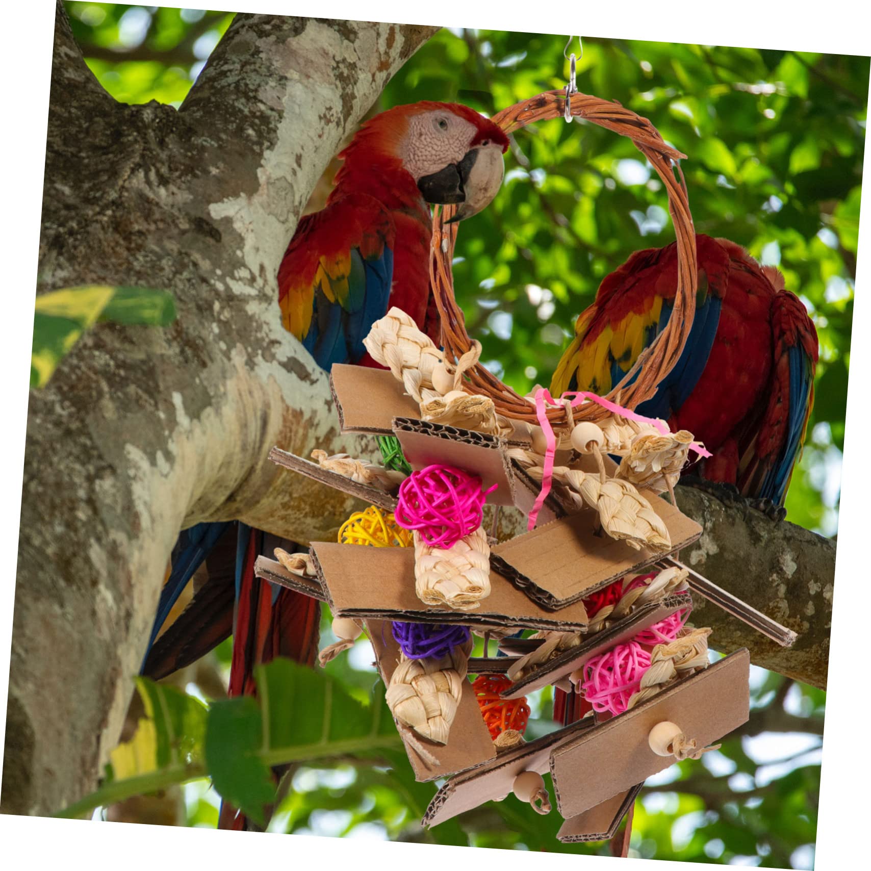 Mipcase 3pièces Jouet Suspendu Vignes pour Oiseaux Accessoire à Mâcher pour Perroquets Et Oiseaux