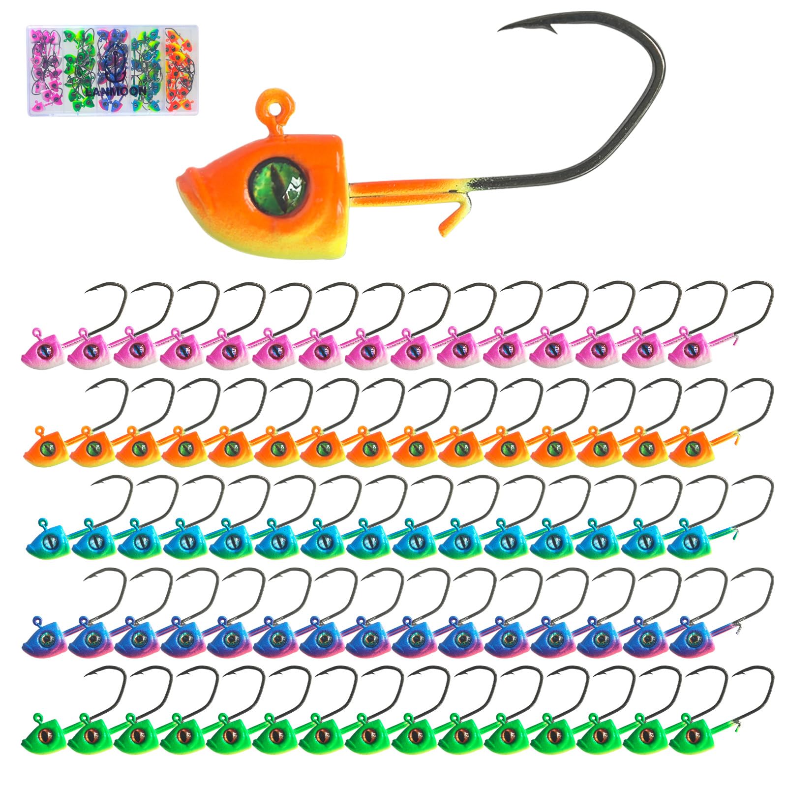 75pcs Crappie Jigs Kits, Jig Heads for Fishing for Crappie Trout Bass 1/8oz 1/16oz 1/32oz