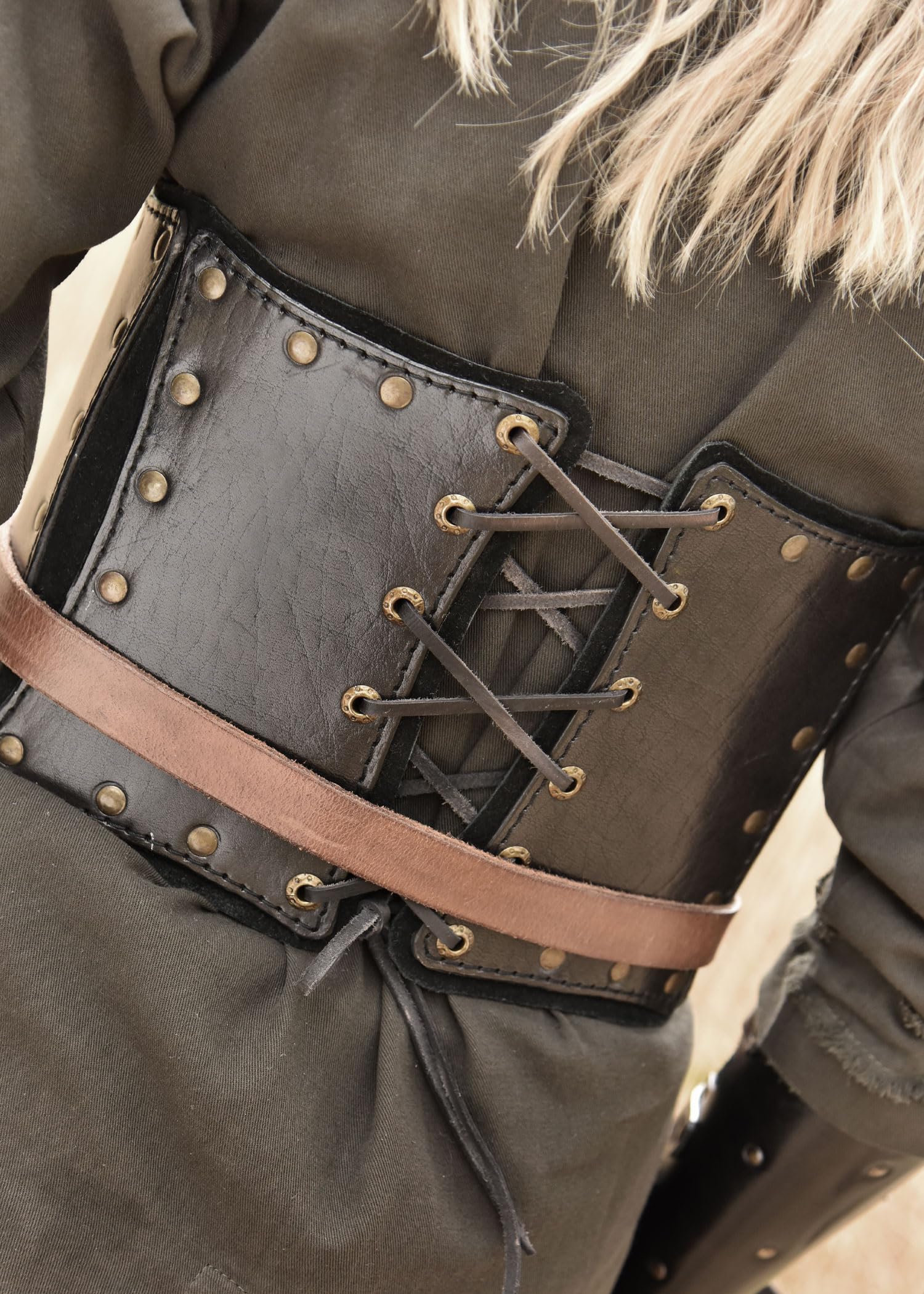 Ulfberth | Corpetto sottoseno in pelle da donna | Corpetto in pelle rivestita in pelle scamosciata | Medioevo, LARP, vichingo, pirata