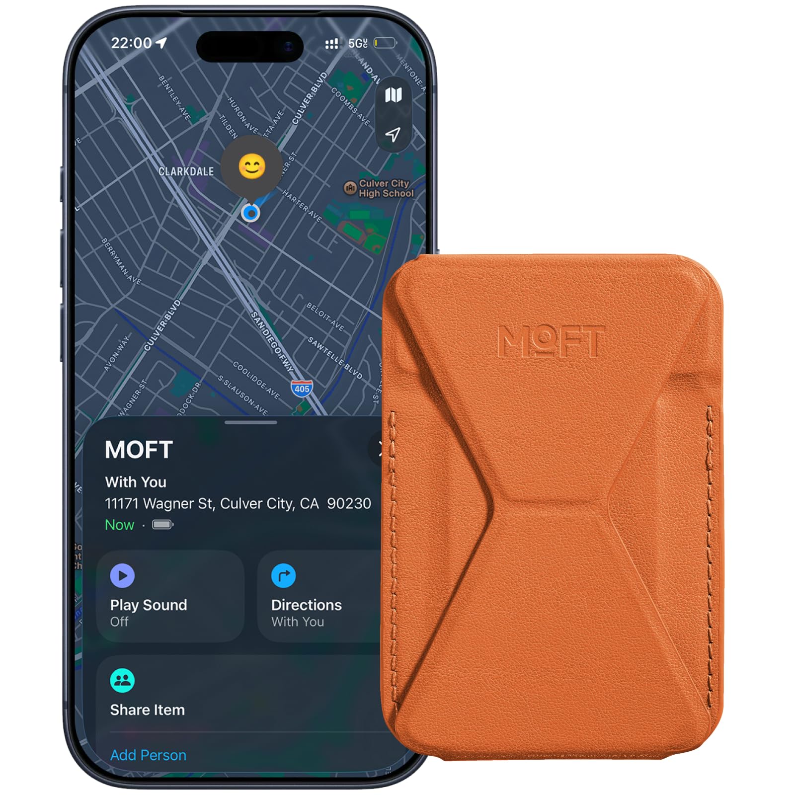 MOFT Porte Cartes et Support Magnétique avec Apple Localiser, Support Téléphone Magnétique en Cuir MOVAS™ Réglable, Compatible avec iPhone 17/16/15/14/13/12, Sunrise