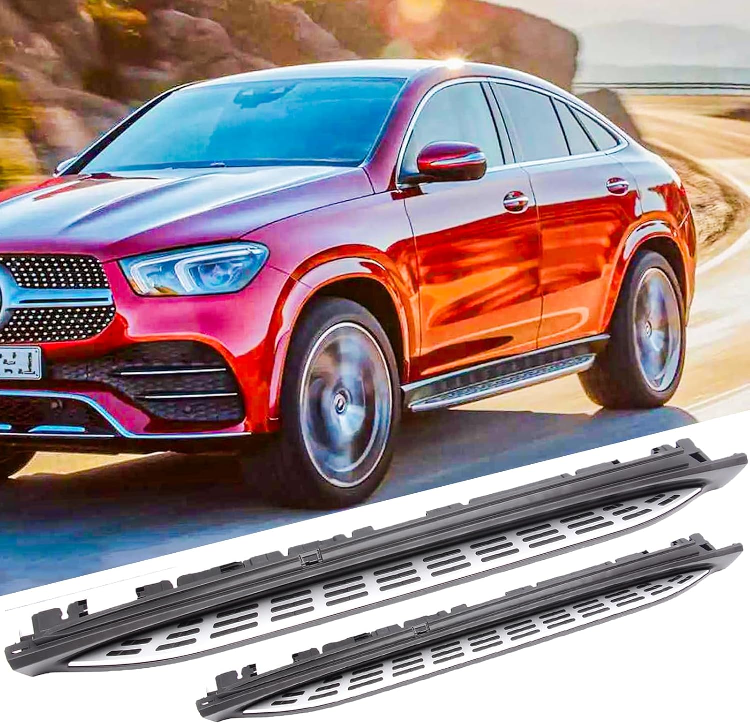 Aluminum Running Boards Side Step Nerf Bars Compatible with 2020 2021 2022 2023 2024 Mercedes Benz GLE-Class Coupe C167 GLE 53 AMG GLE 63 AMG 2020-2024 Pair
