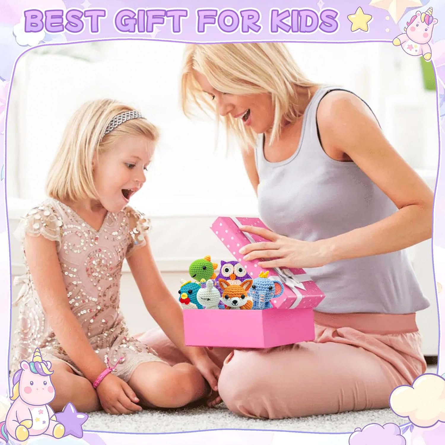 Mobelixy 6PCS Crochet Kit for Beginners, 2026 Christmas Knitting Kit with Step-by-Step Video Tutorials, Beginner Crochet Kit for Adults (Blue)