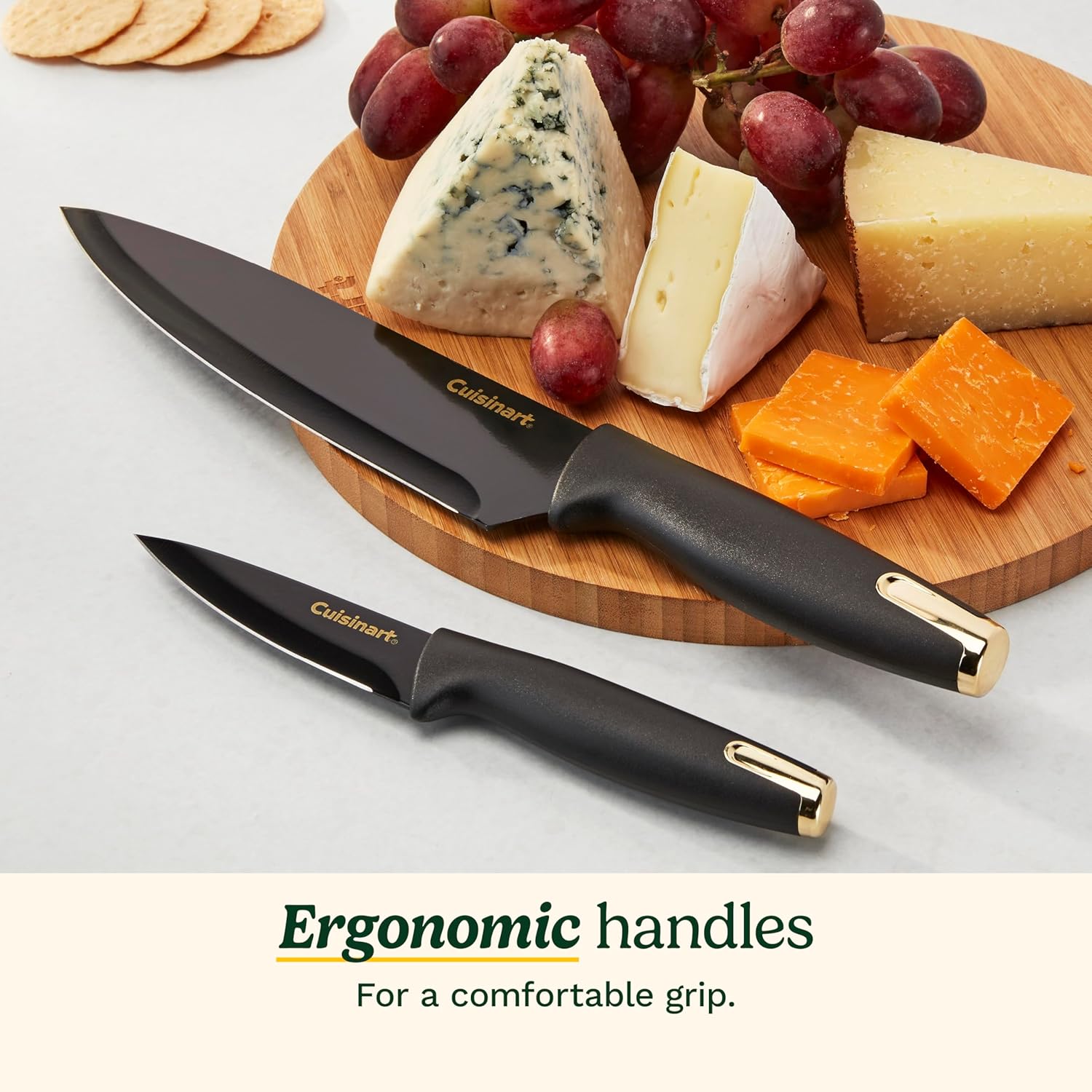 Cuisinart Advantage Nonstick Ceramic-Coated Knife Set, 7-Piece Acrylic Block Stainless Steel Knives for Precise Cutting, Durable Kitchen Knife Set with Ergonomic Handles, G1042-7BG