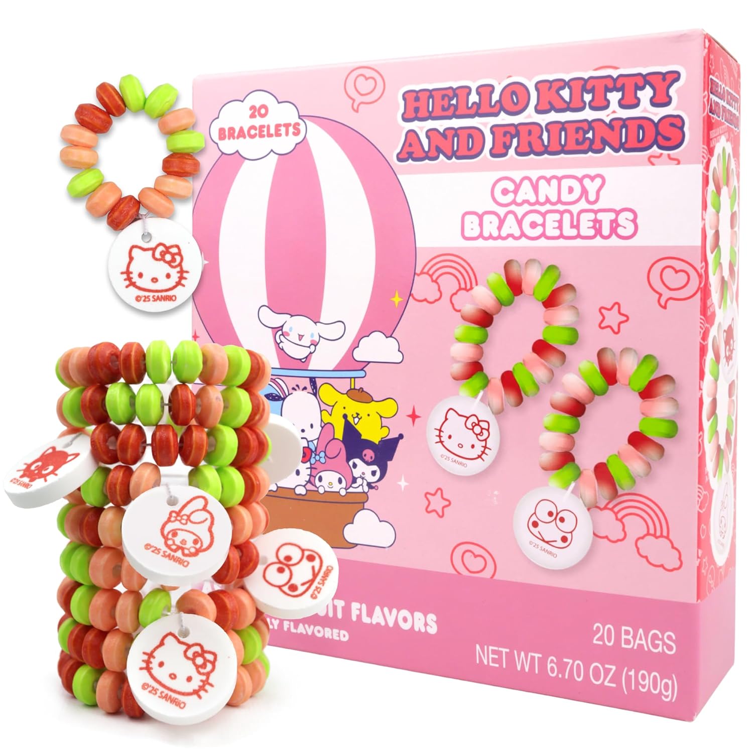 Hello Kitty Candy Bracelets, Edible Jewelry with Character Charms, Individually Wrapped Party Favors, 20 Pieces Inside - Image 7