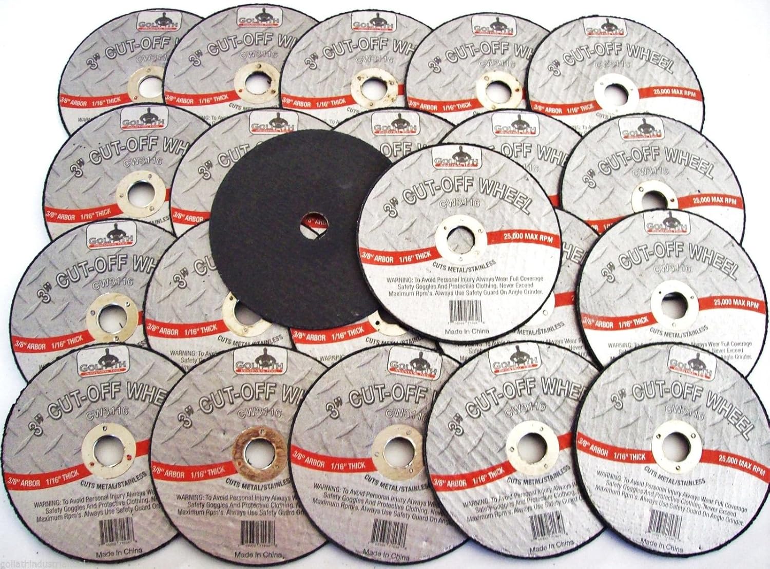 50 Goliath Industrial 3" Air Cut Off Wheels Discs 1/16" Double Reinforced CW3116