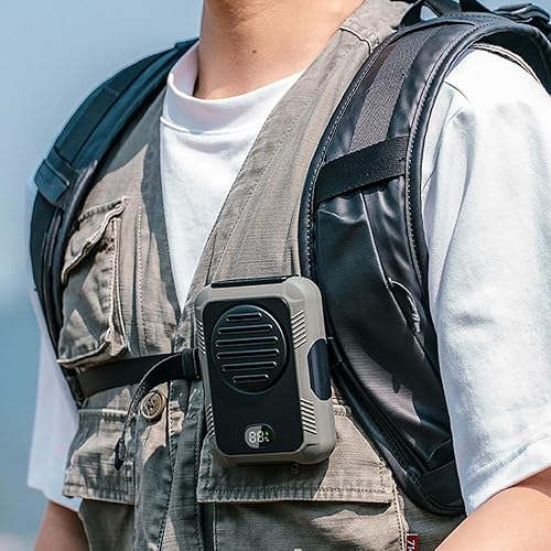 Miniatura 6 de Eioflia Ventiladores de escritorio, ventilador de clip de cintura de 2000 mAh, 3.27 x 1.65 x 4.57 pulgadas, digital de 3 velocidades, motor sin