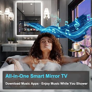 Haocrown Smart Bathroom Mirror, 60x80cm, 21.5in Touchscreen, Side-Lit LED