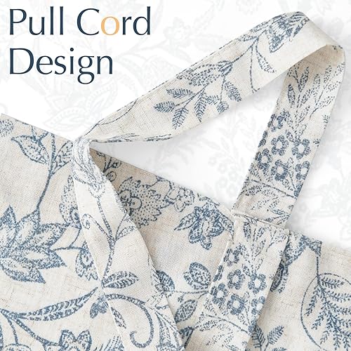 Miniatura 5 de Lazzzy Cenefa de lino con lazos florales azules, cenefa de lino para cocina, sala de estar, dormitorio, cenefas de campo, tratamientos de ventana,