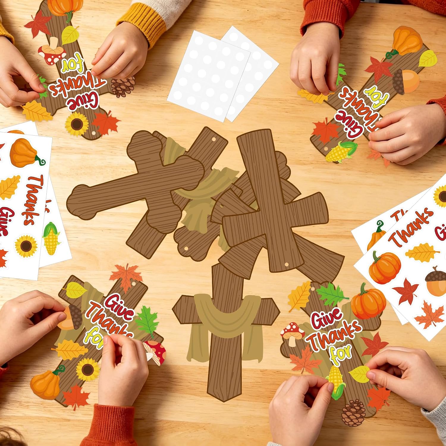 COCHIE 36 Sets Thanksgiving Crafts for Kids Fall Hanging Crafts Sunday School Craft for Kids DIY Christian Cross Crafts Religious Give Thanks Hanging Ornament for Classroom Home Church Party Activity image 5