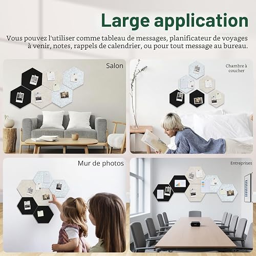Whemyreat Adesivo da parete esagonale in feltro per bacheca, per cucina, camera da letto, cameretta dei bambini, ufficio - 5