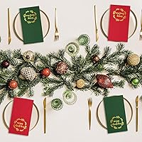 Vista 7 de Whaline Servilletas de Navidad para invitados con corona de papel de aluminio dorado, servilletas desechables de 3 capas, servilletas de baño