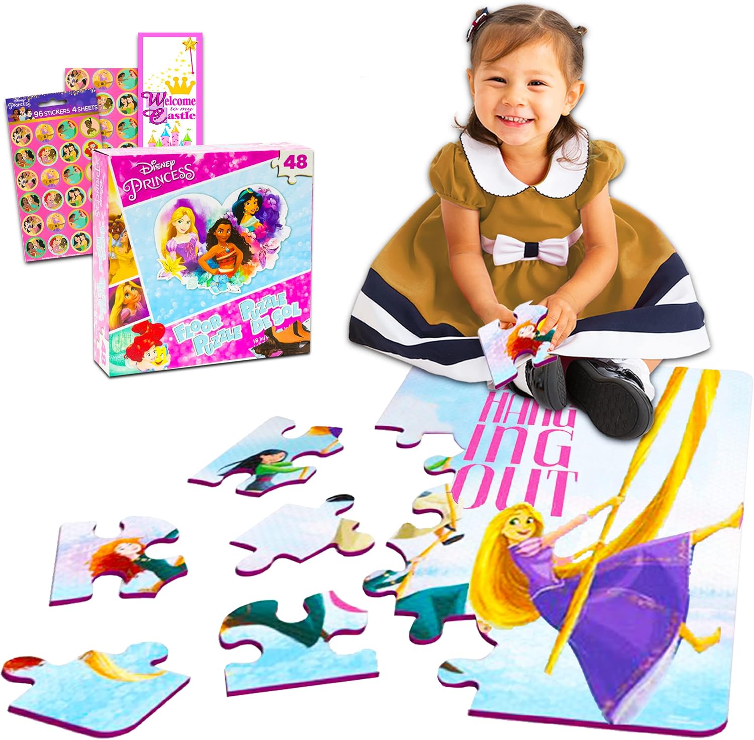 Amazon.com: Disney Princess Jigsaw Puzzle for Girls Kids Bundle - 48 ...