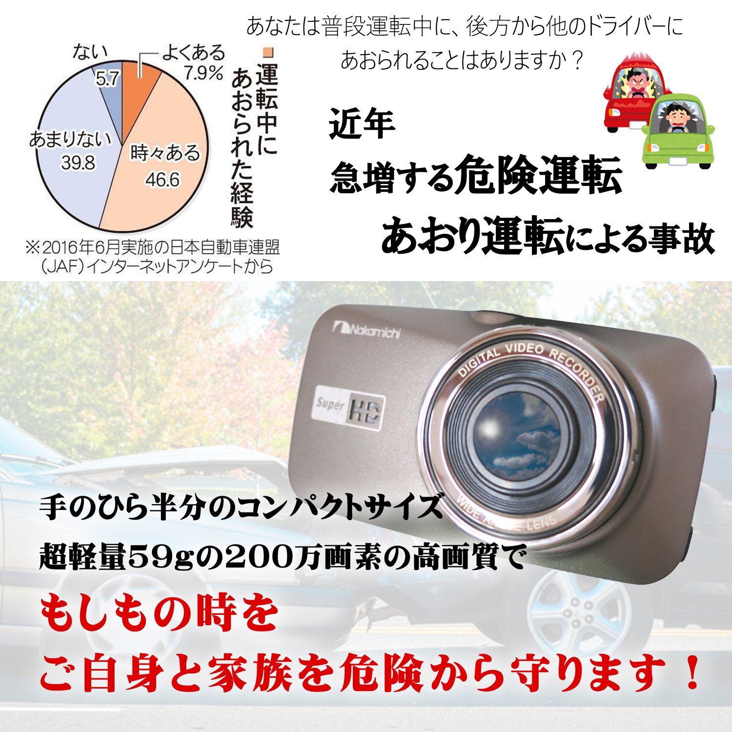 Amazon | ナカミチ ドライブレコーダー 12V/24V対応 駐車監視 常時録画 