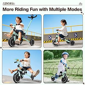 Ridego 5 in 1 Toddler Bike, Foldable Bike for Toddlers 2-5 Years Old Boys and Girls, Kids Tricycle with Push Handle,Tricycle for 2 Year Old Toy and Gift with Removable Pedal