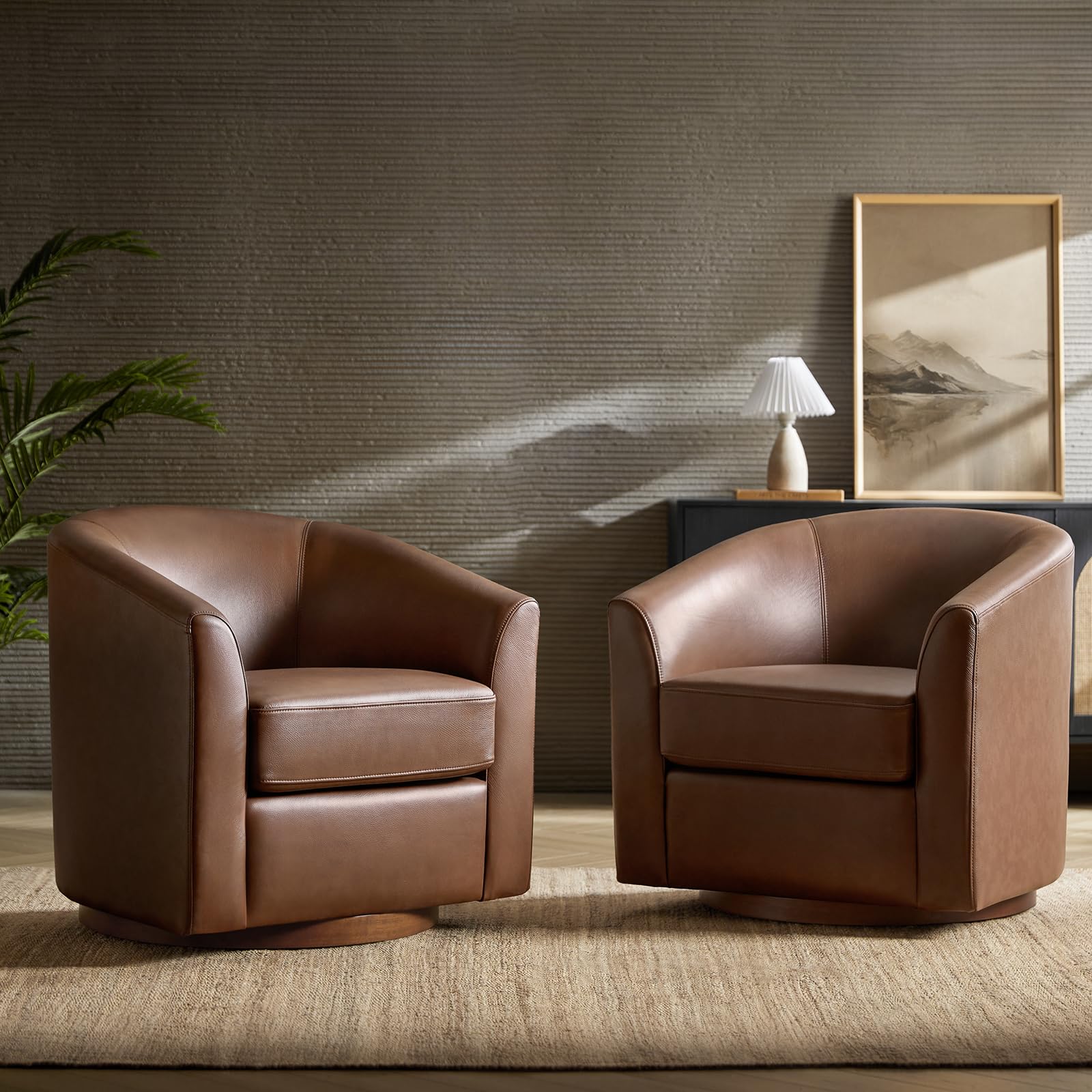 Amazon.com: HULALA HOME Genuine Leather Swivel Accent Chairs Set