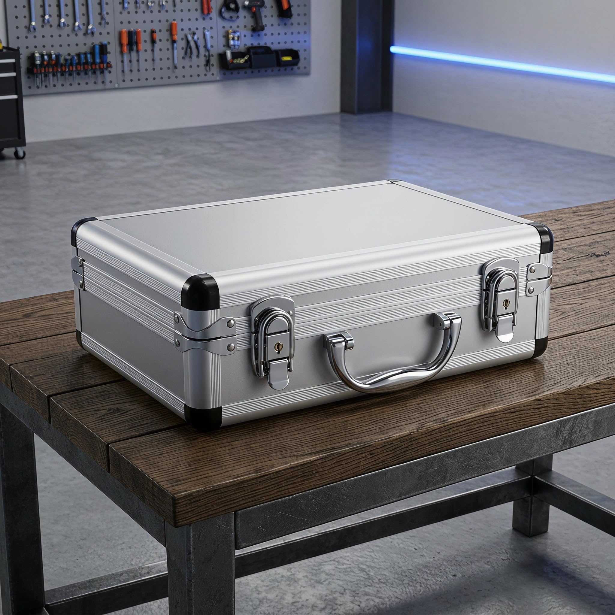 Valise à Outils sans Bavure Argentée en Alliage D'aluminium Boîte de Rangement Portable Sécurisée pour L'organisation des Outils Domestiques