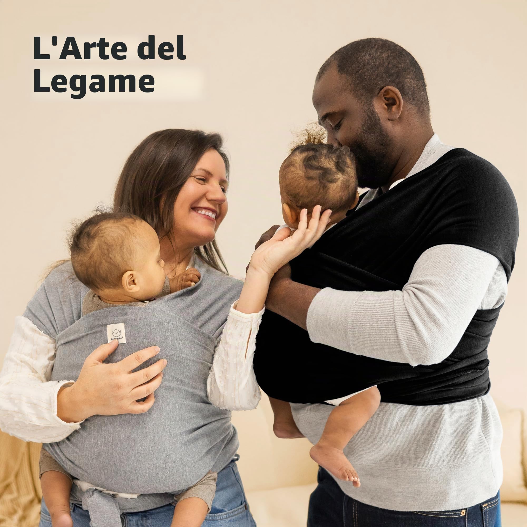KeaBabies Baby Wrap Carrier - Tutto in 1 Original Baby Carrier Fascia da Neonato a Bambino, Facile da Indossare, Legatura Senza Mani, Leggero, Impacchi per Bambini Traspiranti (Trendy Black)