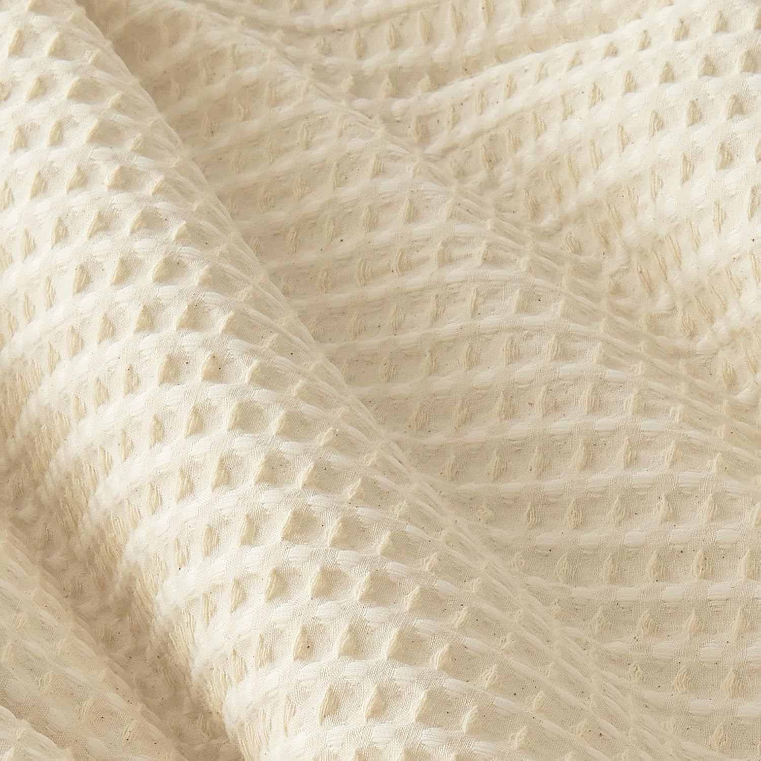 Wonderful Cream Waffle Weave Comforter Set King Size, 3 Piece Cotton Face Textured 3D Waffle Knit Lightweight Comforter Set, Soft & Breathable All-Season Bedding for Hot Sleepers | Wrinkle-Resistant, Pet-Friendly, Cloud-Like, Minimalist Boho, Modern Farmhouse