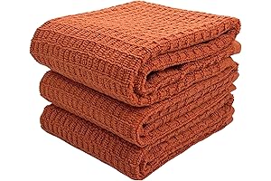 Waffle Orange Rust Kitchen Dish Towels