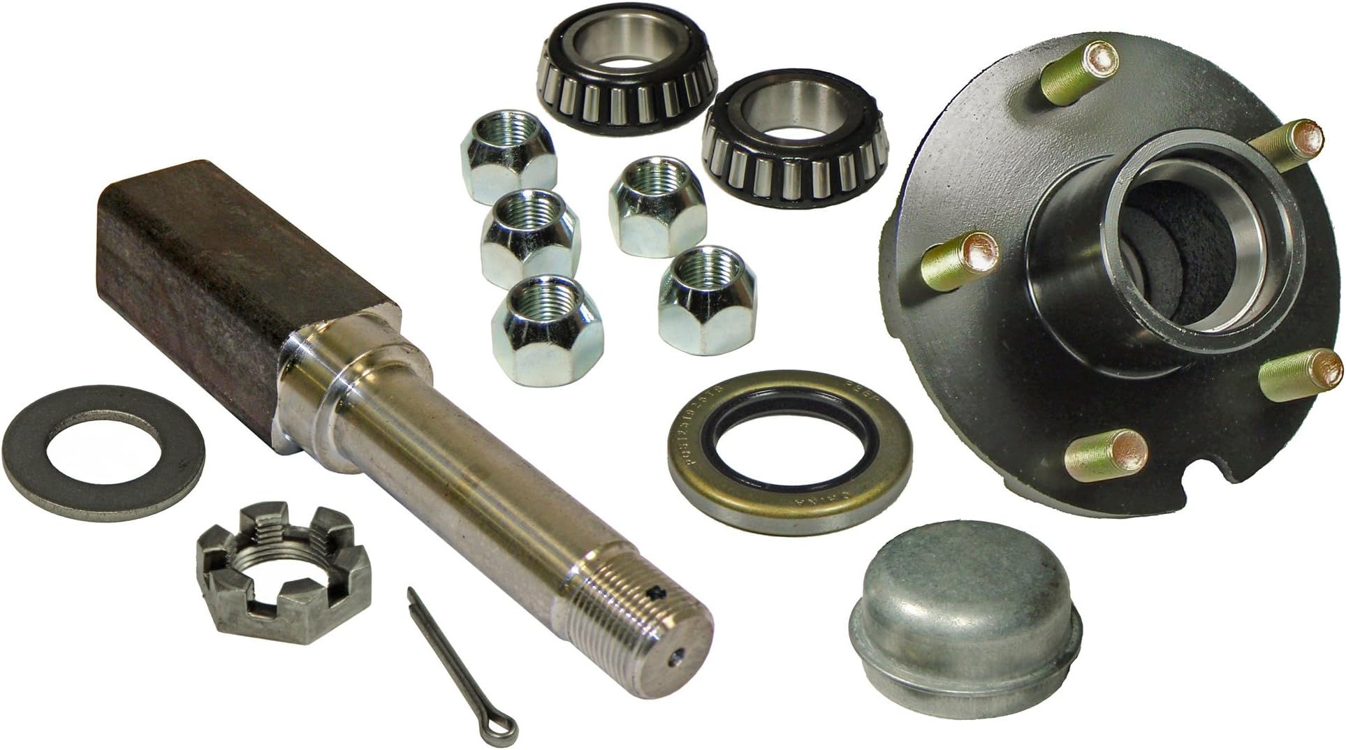 RIGID HITCH INCORPORATED Single - 5-Bolt on 4-1/2 Inch Hub Assembly (SQ-2000545) Includes (1) Square Stock 1 Inch Straight Spindle & Bearings