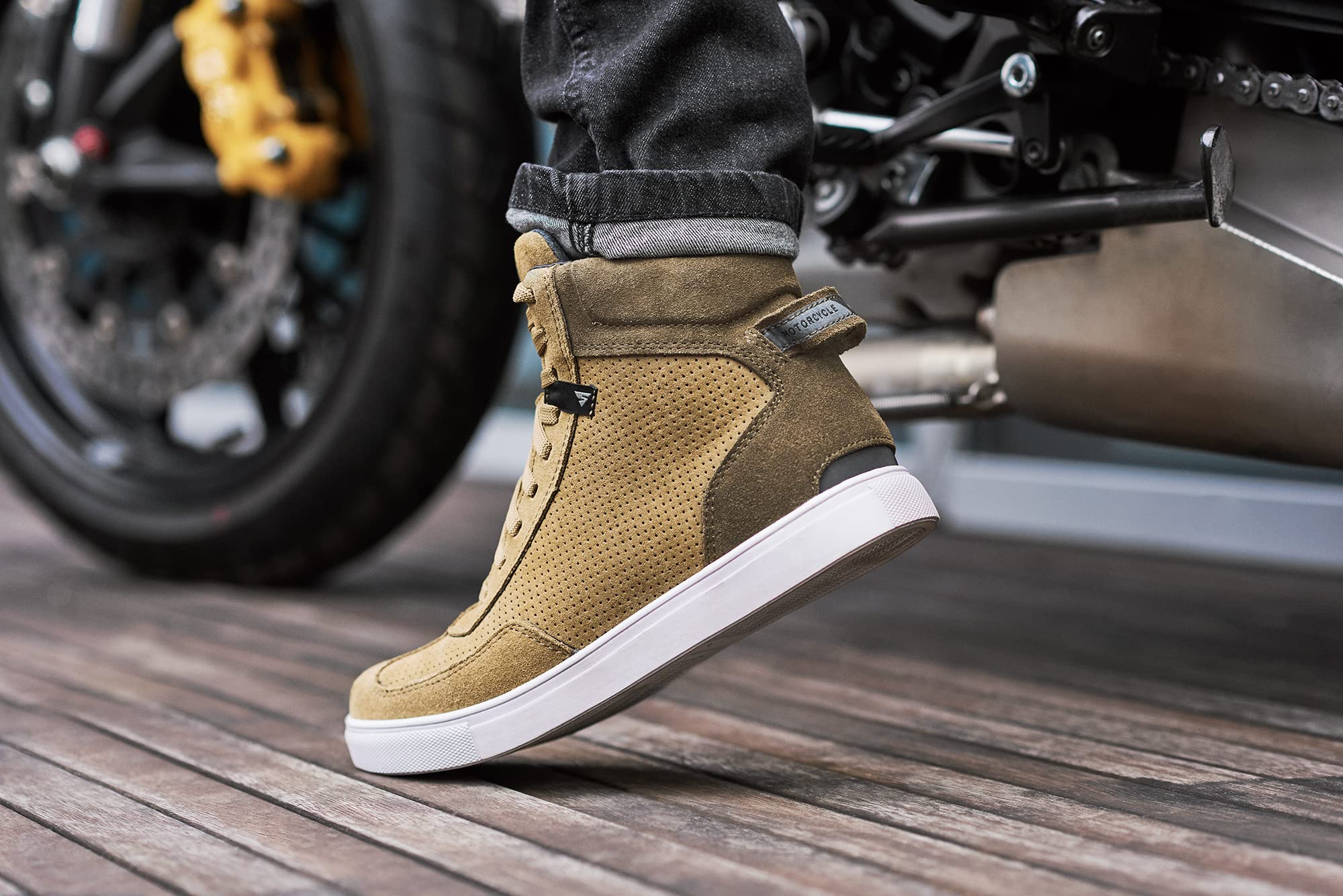 SHIMA SX-2 EVO Botas Moto Hombre - Zapatillas Moto de Cuero, Transpirables, Reforzados con Soporte el Tobillo, Suela Antideslizante, Almohadilla el Engranaje (Marrón, 45)