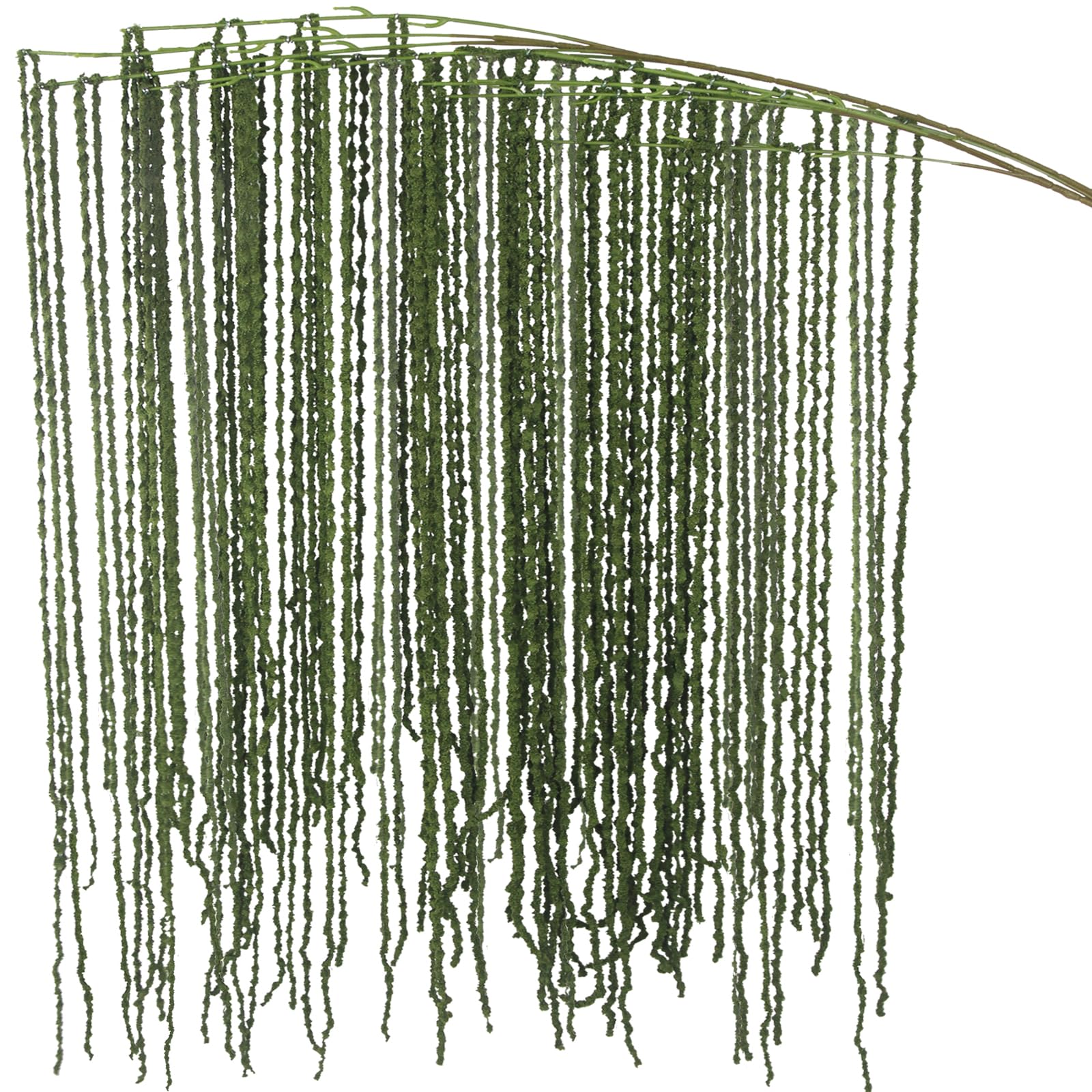 CEWUDA 2Pcs Hanging Amaranthus Fake Moss Vines Garland 29 Inch Forest Green