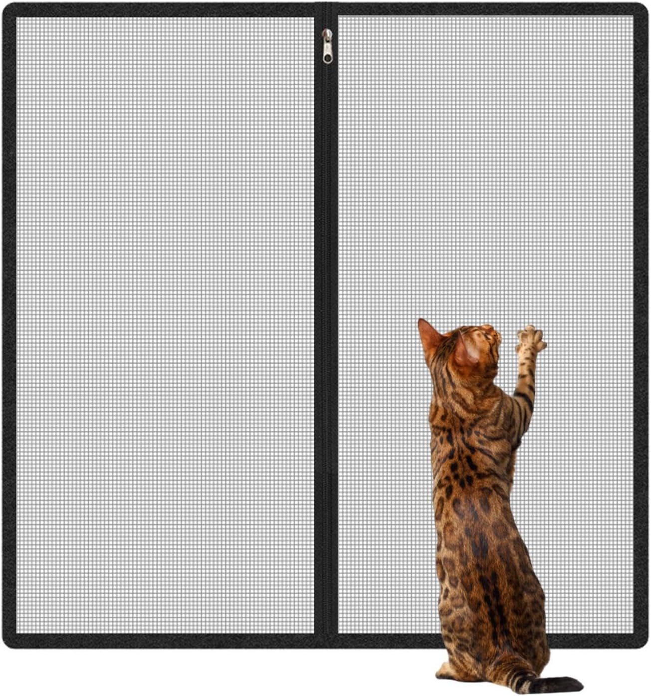 Stair Gate - No Punching Dog Gate for Stairs | 90 x 90 cm Portable Animal Fence Cat Barriers | Mesh Kids Safety Barriers for Doorways, Stairs, Hallways, Indoor and Outdoor (Black)