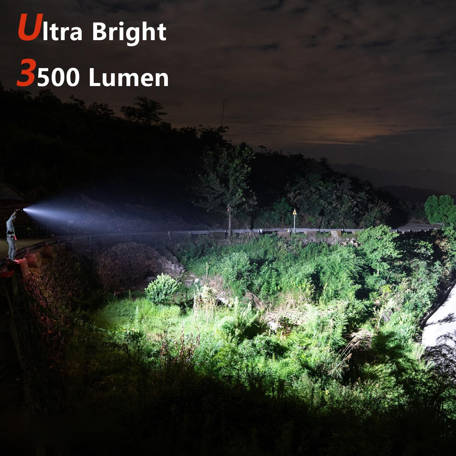 Alonefire X99 Linterna LED Recargable USB C 3500 Lúmenes Superbrillante Pantalla Digital 4 Modos Resistente al Agua con Carga Inversa con Batería para Acampada, Emergencias, Senderismo y Hogar