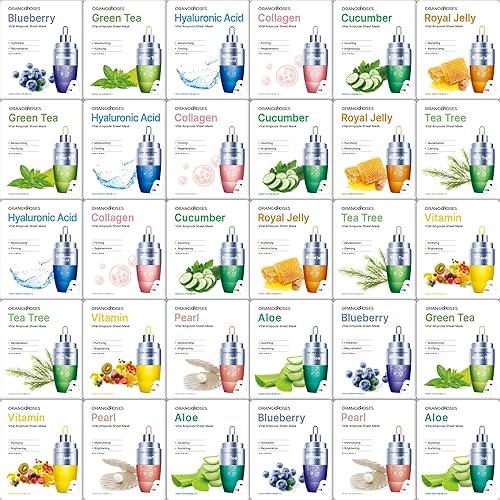 Miniatura 8 de Orangeroses - Paquete de 10 mascarillas combinadas de ampolla vital, hoja coreana para el cuidado de la piel  Rutina de cuidado de la piel simple y