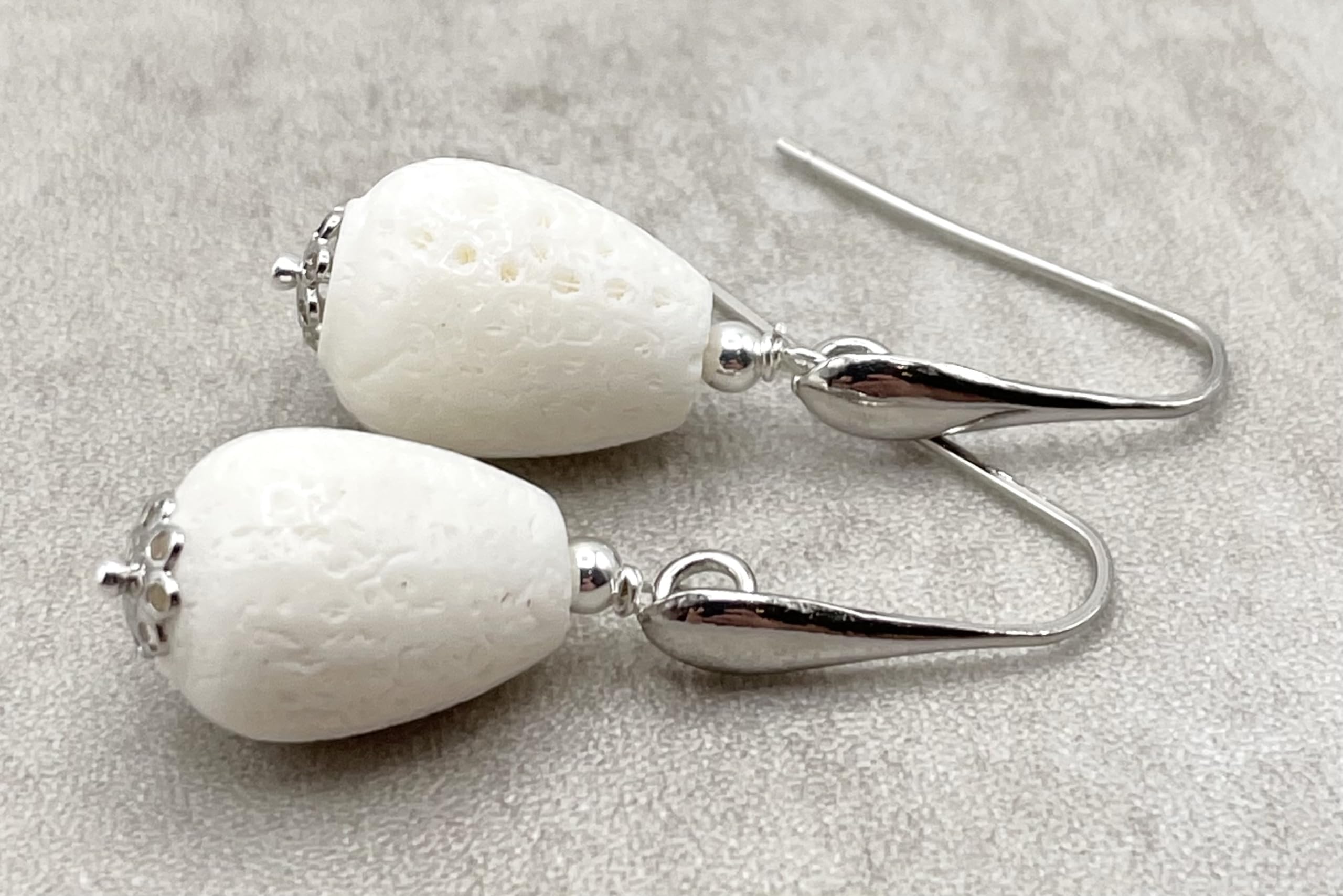 Orecchini in Corallo Bianco, Pendenti con Gocce Piccole, Argento 925, Gioielli Estate, Bijoux Classici, Made in Italy, Regalo