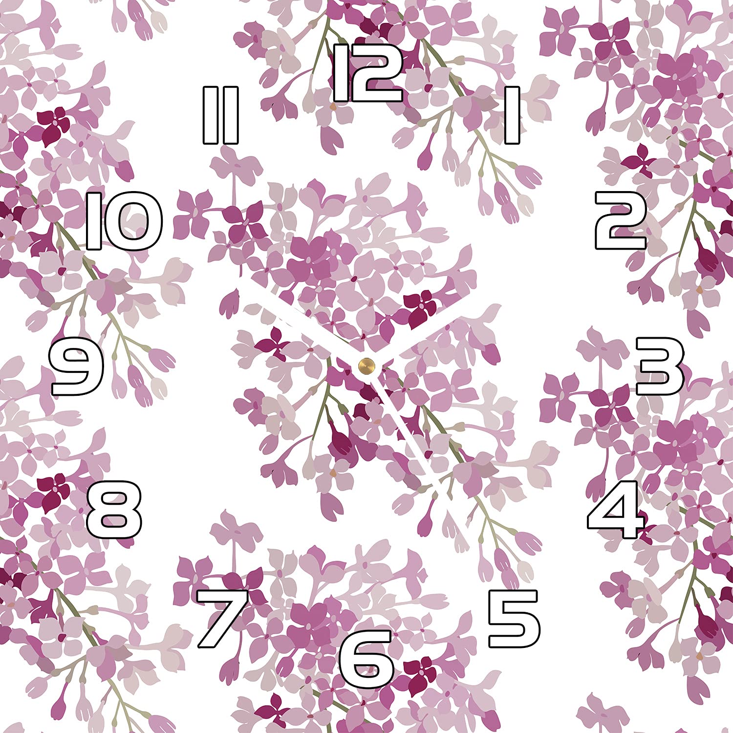 Horloge en verre aiguilles noires lisibles et motif floral poétique 30x30 cm