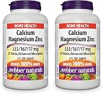 Webber Naturals Calcium + Magnesium, Enhanced Absorption Mineral with Zinc, Helps Support Bones and Teeth, 200 Caplets, Vegan