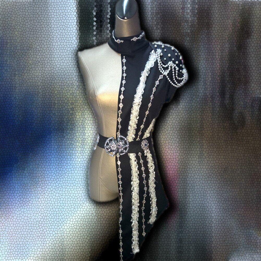 Justaucorps À Paillettes Brillantes pour Femmes, Une Pièce en Patchwork À Franges avec Col en Chaîne De Perles, Costume De Danse Latine Jazz pour Salle De Bal