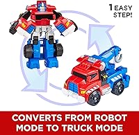 Vista 4 de Transformers Playskool Heroes Rescue Bots Optimus Prime, 4.5-Inch Action Figure, Kids Converting Robot Toy, Ages 3+ (Yaxa Exclusive)