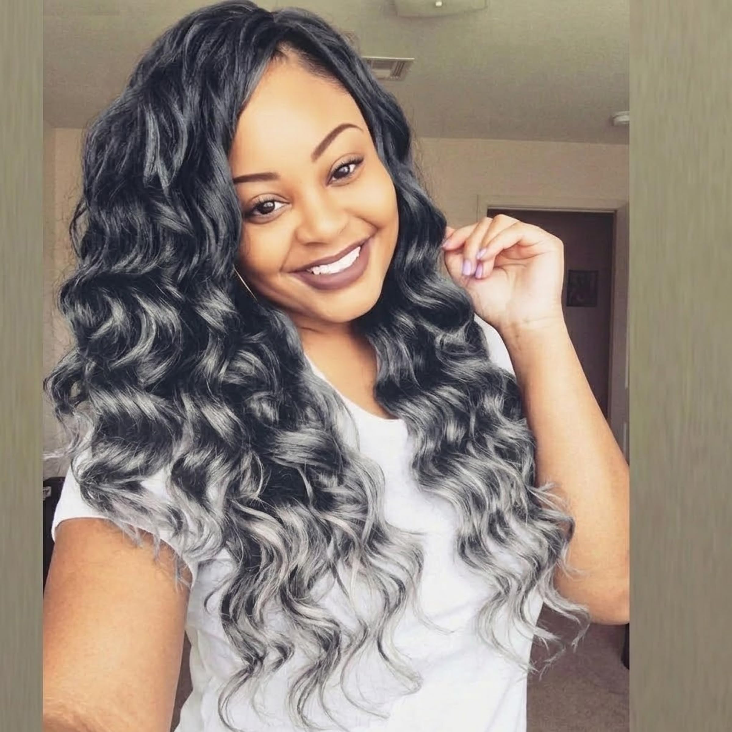 Amazon.com : Ocean Wave Crochet Hair14Inch Grey Ombre Curly