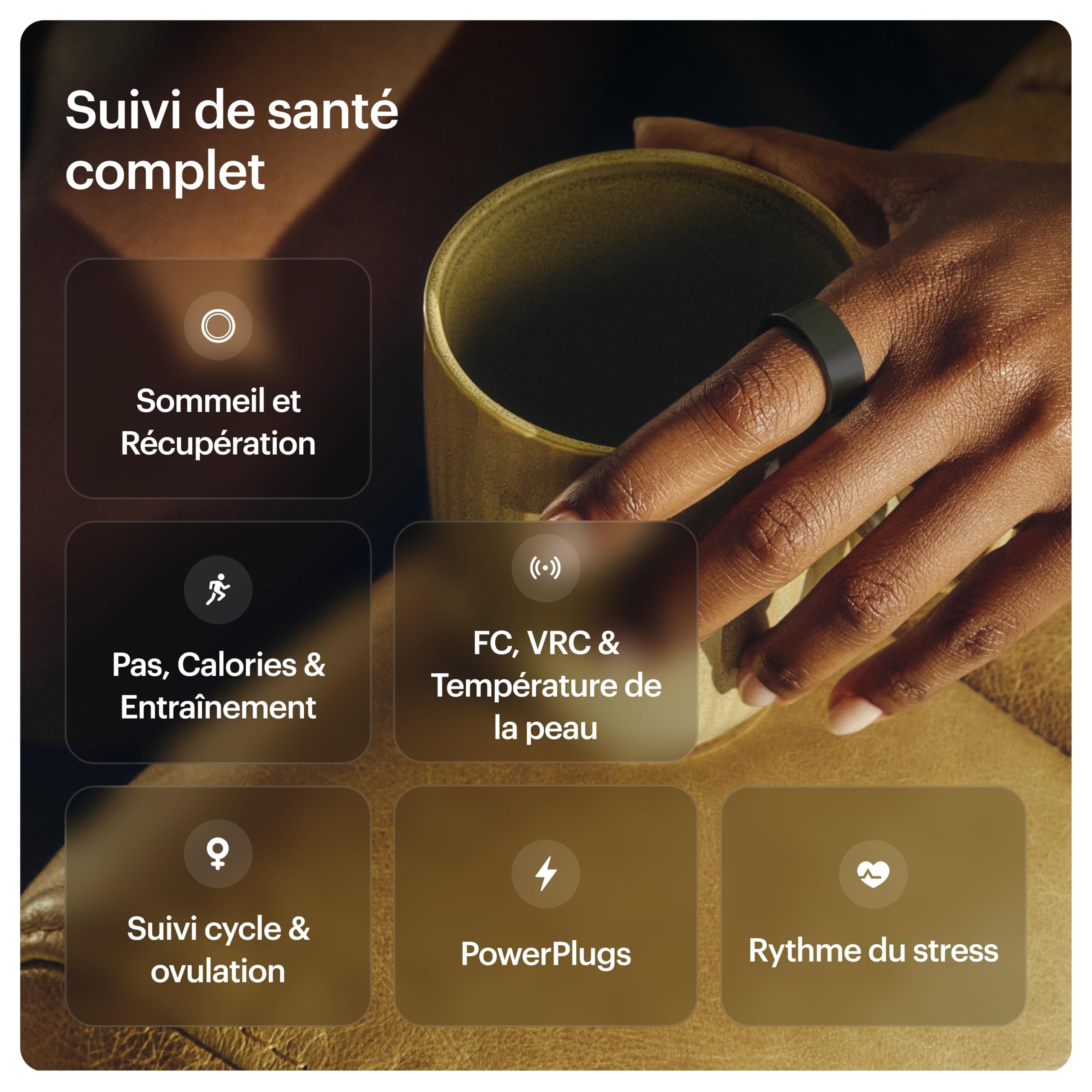 ULTRAHUMAN Ring AIR – Bague connectée suivi santé, kit mesure taille, suivi sommeil, bague intelligente