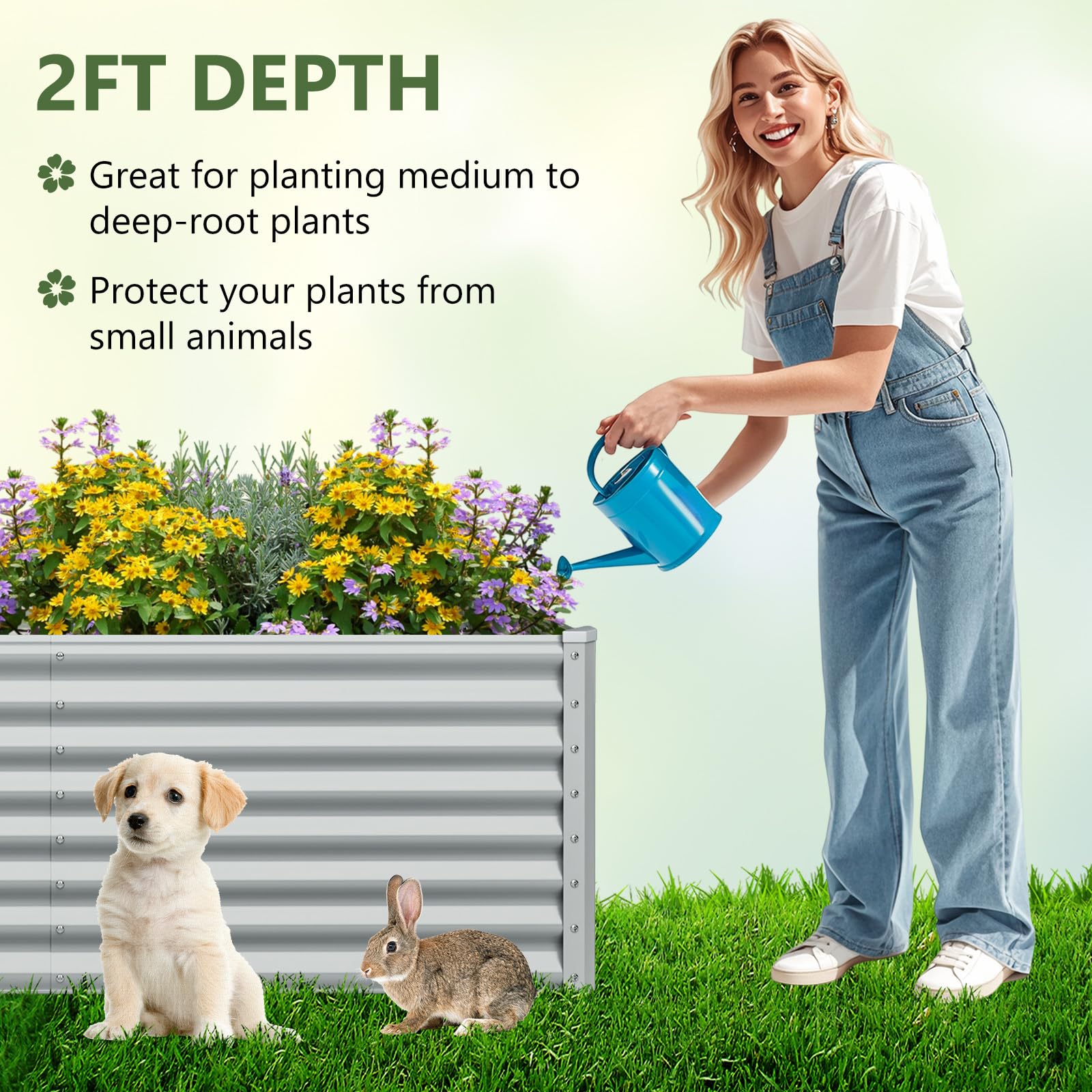 GIANTEX Raised Garden Bed - 6x3ft Metal Planter -5